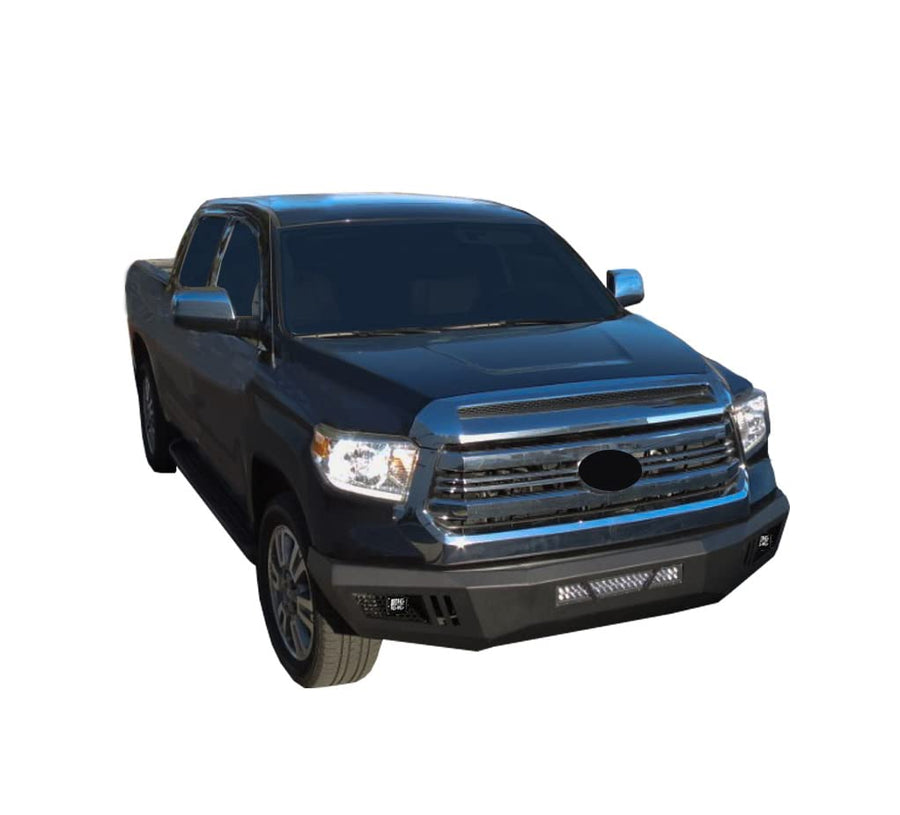 Armour I Black Horse Heavy Duty Front Bumper Includes 1 20in LED Light Bar, 2 sets of 4in cube lights Matte Black Compatible with 2014-2021 Toyota Tundra-AFB-TU14-KIT