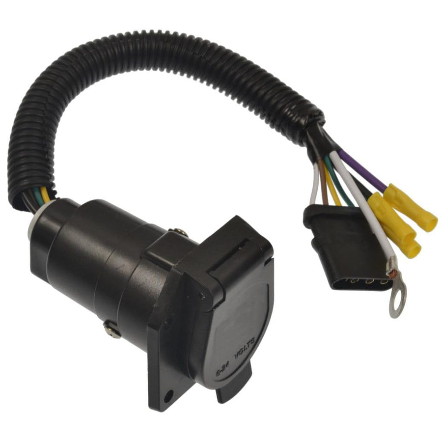 4WF-600V Pollak 4-Way Flat to 7-Blade RV Type Adapter with Leads