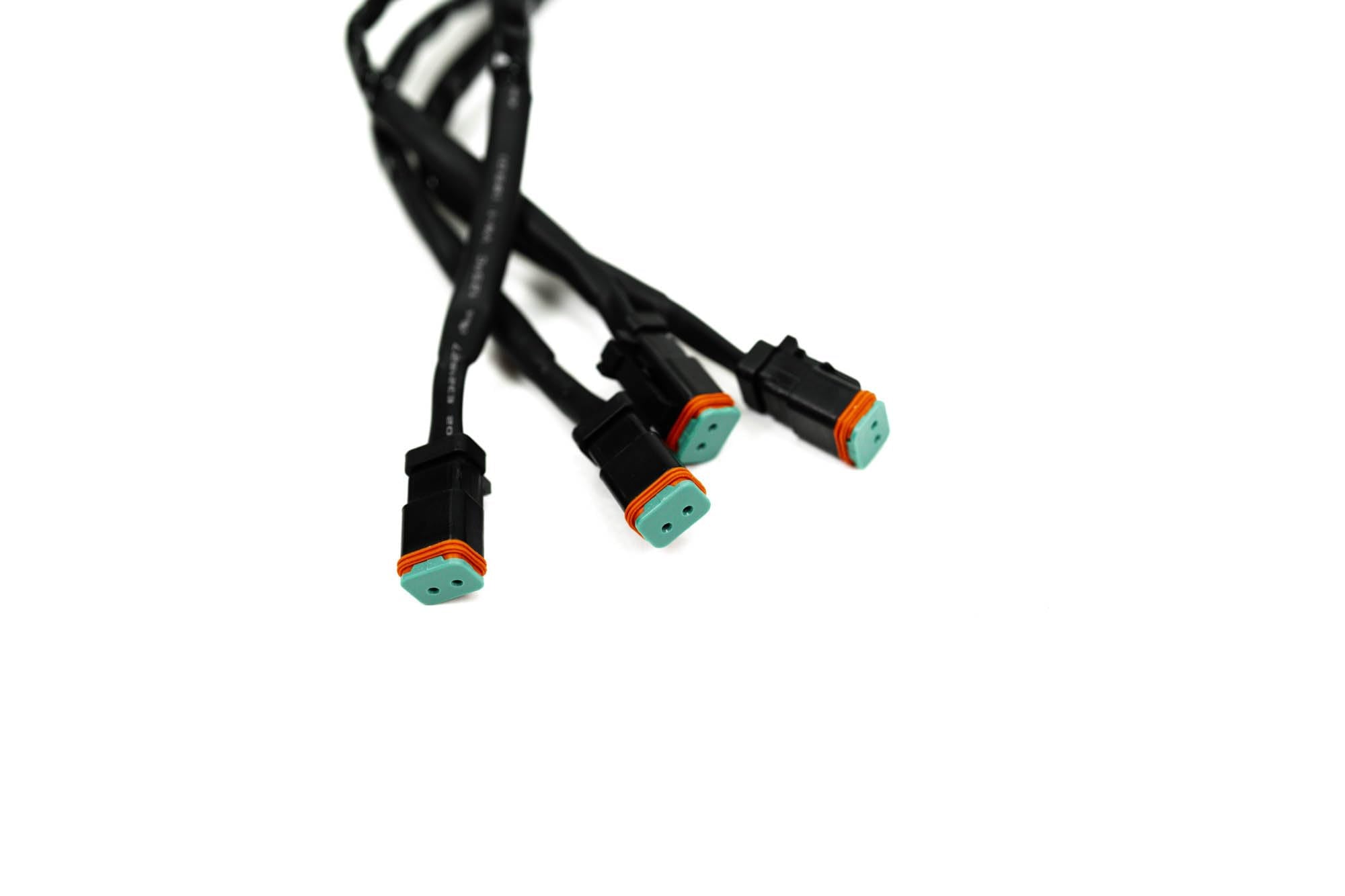4-Way DV8 Offroad 1-DTP to 4-DTP Plug Harness | (4) 3ft DT Connectors | Runs DV8 Light Configurations | Weathertight DT Connectors/Wire Connections | 16 AWG Wiring | Pairs w/ DV8's 60 AMP Wire Harness