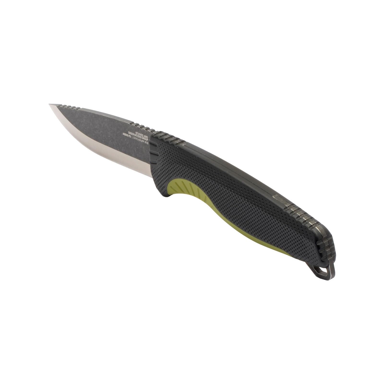 SOG Aegis FX Outdoor Survival Corrosion-Resistant Fixed Blade Knife | CRYO 4116 Krupps Steel | GRN Rubber Handle | UMS Sheath, Black/Moss Green