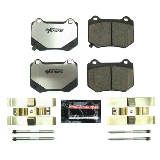 Power Stop Z26-2118, Rear Carbon Fiber Ceramic Z26 Street Warrior Brake Pads with Hardware For Subaru WRX STI 2018-2020 [Model Specific]
