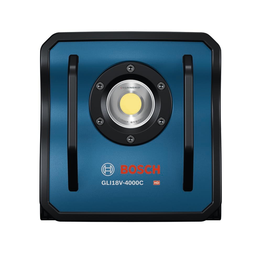 18V BOSCH GLI18V-4000CN Bluetooth LED Floodlight - 4,000 Lumens, Remote Control, Durable Metal Body, Adjustable Brightness & Long Runtime - Perfect for Job Sites & Outdoors (Bare Tool)