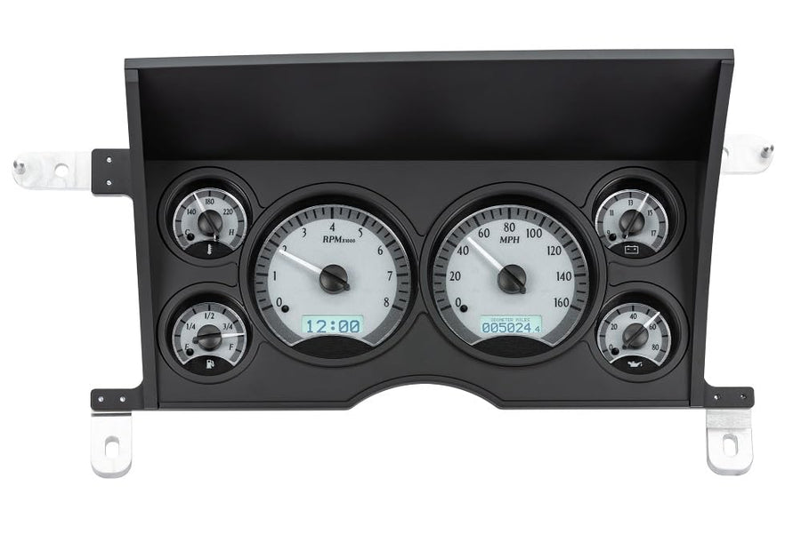 Dakota Digital VHX-86C-S-W-10 Analog Dash Gauge System Compatible with 1986-93 Chevy/GMC S-10/ S-15 Pickups and 1986-94 S-10/ S-15 Blazers/Jimmy, Silver Alloy Style, White Backlighting
