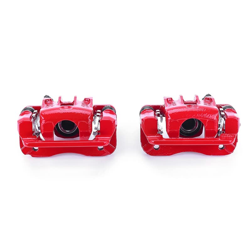 Power Stop S3456 Rear Pair of High-Temp Red Powder Coated Calipers For Hyundai Elantra 2007-2012 [Model Specific]