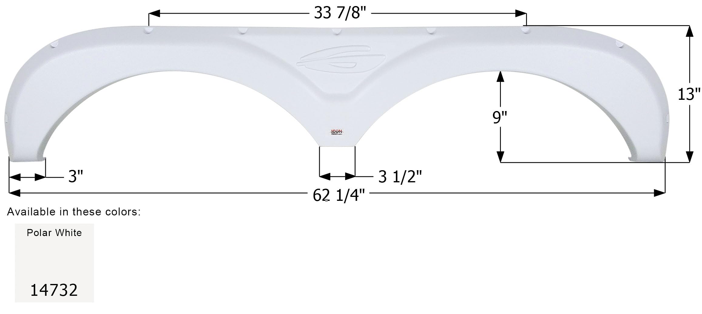 Fender Skirt ICON 14732, Tandem, Gulf Stream, FS4732, Polar White