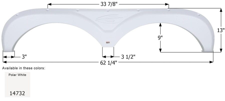 Fender Skirt ICON 14732, Tandem, Gulf Stream, FS4732, Polar White