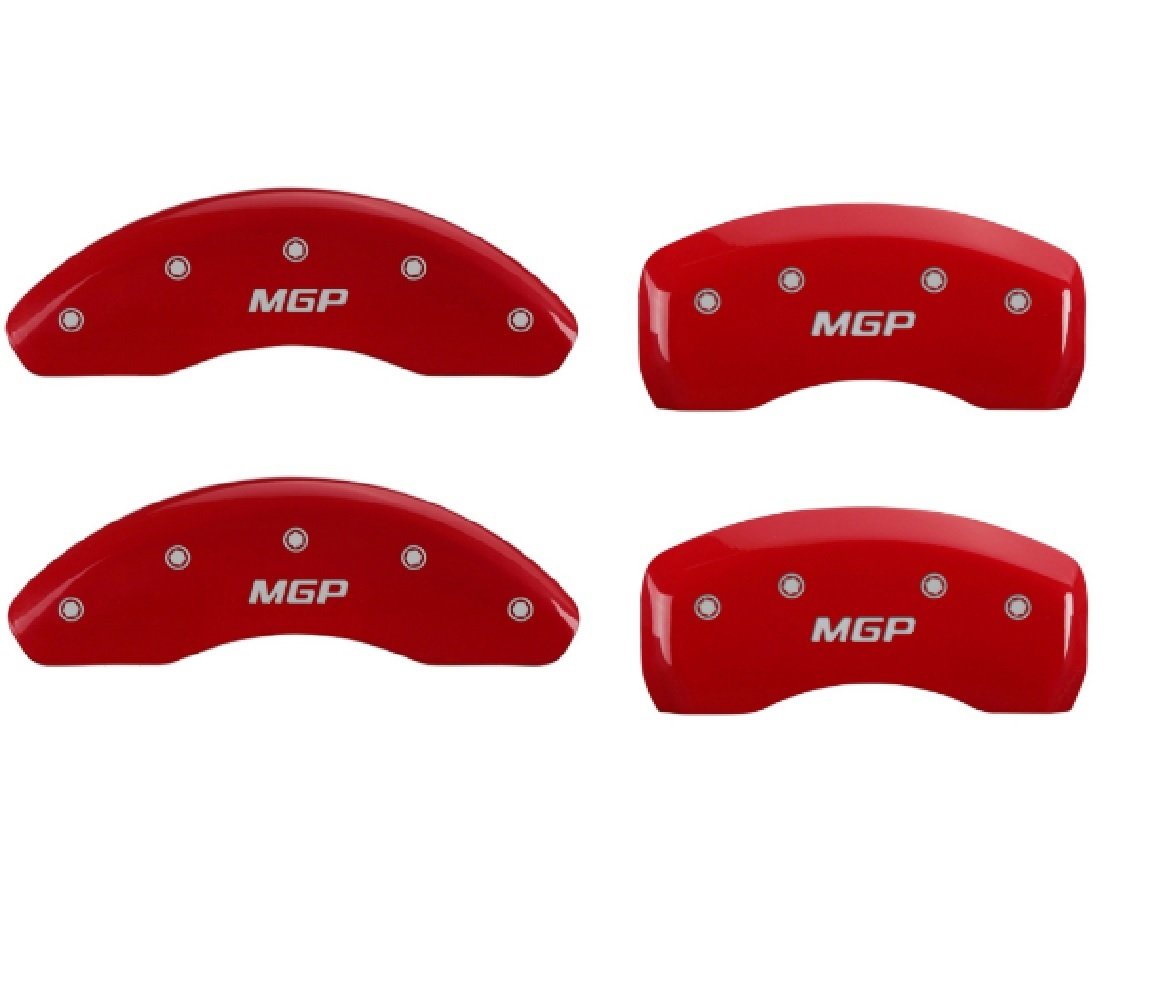 MGP Caliper Covers Red 26220SMGPRD Front and Rear Disc Brake Caliper Cover, Set of 4
