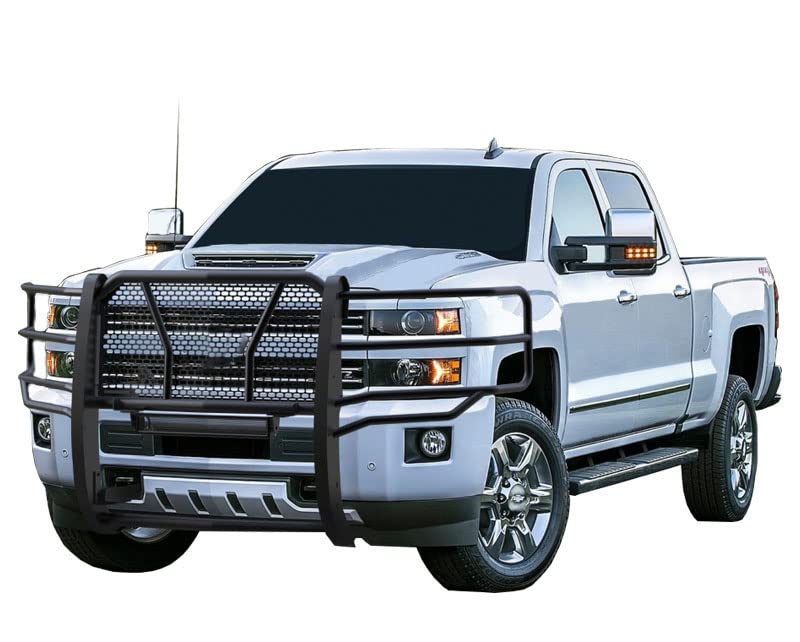 RUGGED Black Horse Heavy Duty Grille Brush Bumper Guard Modular Black Compatible with 2015-2019 Chevrolet Silverado 3500 HD|2015-2019 Chevrolet Silverado 2500 HD-RU-CHSI15-B