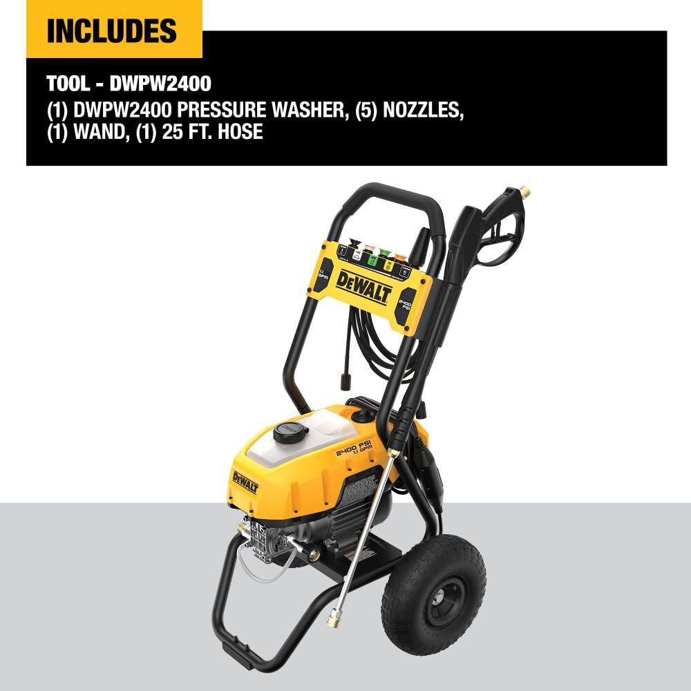 Cold Water DEWALT Electric Pressure Washer, 2400-PSI, 1.1-GPM, Corded (DWPW2400)