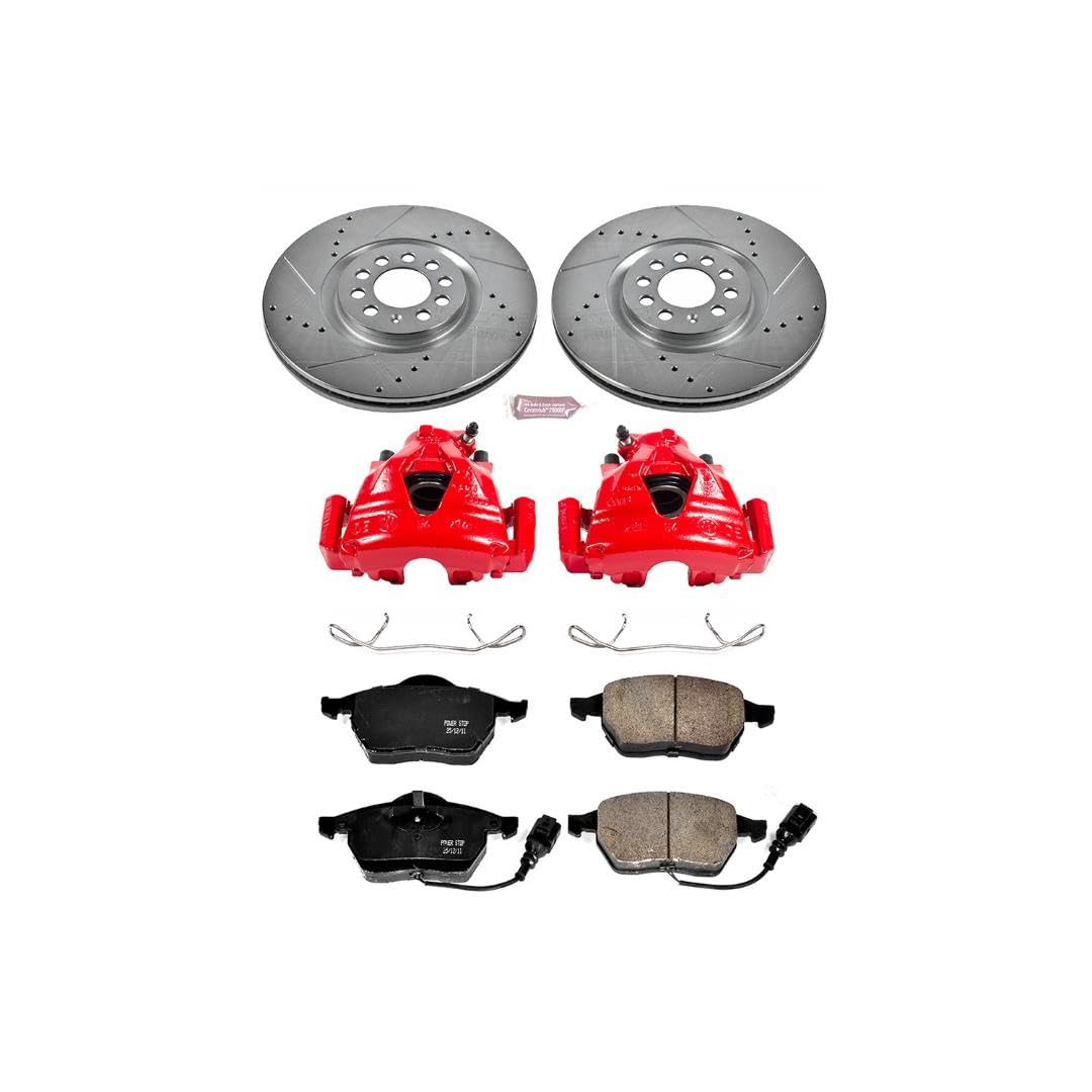 Power Stop Z23 KC914A Evolution Sport Performance Brake Kit with Caliper For Audi TT 2000-2006, Audi TT Quattro 2000-2006, Volkswagen Jetta 2005 [Model Specific]