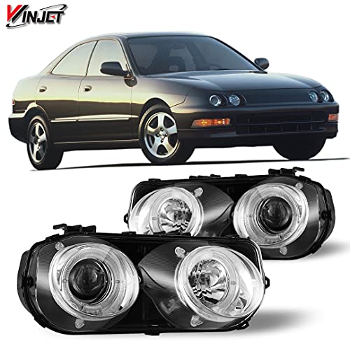Winjet LED DRL Halo Projector Headlights Compatible with [1994 1995 1996 1997 Acura Integra]