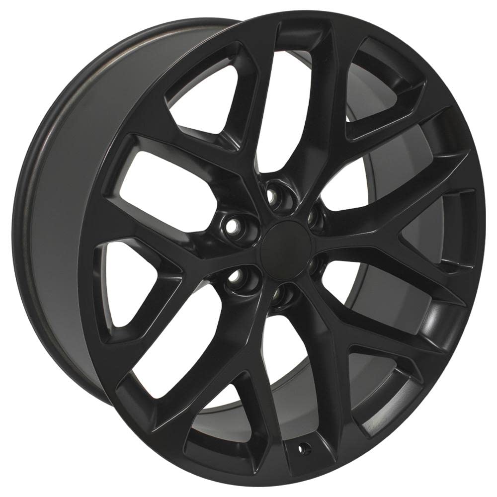 24 Inch OE Wheels CV98B Rim Fits Silverado 1500 Snowflake Style 6x139.7 24x10 Satin Black - Hollander 5668 (1)