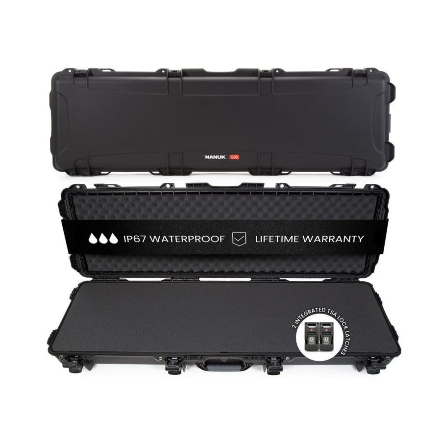 Hard Case NANUK 995 55” with Wheels & Customizable Foam Insert, IP67 Waterproof & Crushproof, Rugged Construction for Ultimate Protection, Made in North America – Black (55.1” x 17.3” x 6.6”)