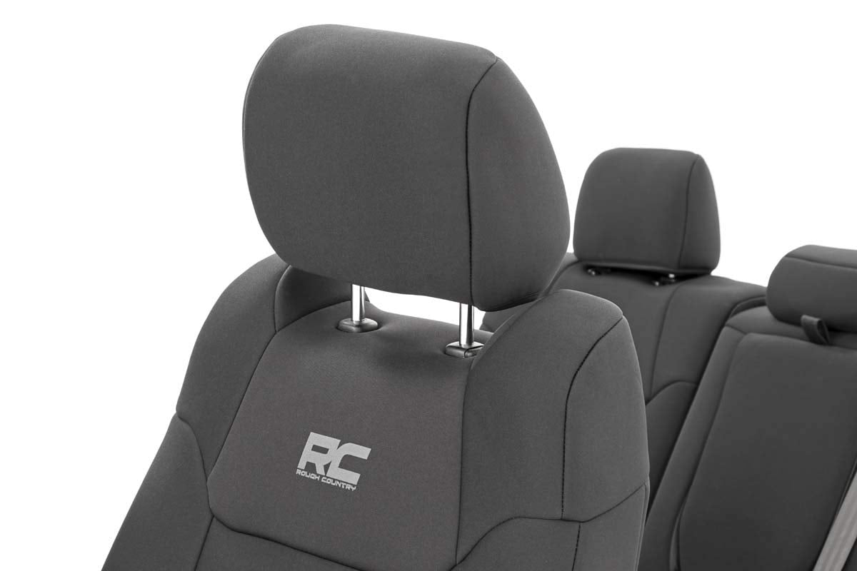 Neoprene Seat Covers Rough Country for Toyota Tundra Crew Cab (2014-2021) - Waterproof & UV Resistant, Foam Padded, Front & Rear Seat Cover Set