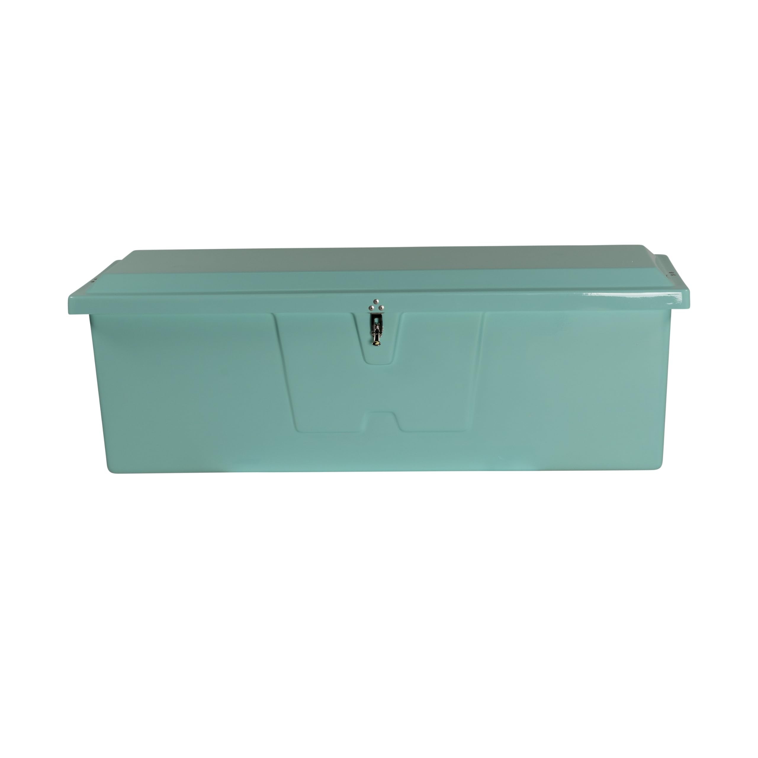 Taylor Made Standard Stow N’ Go Fiberglass Dock Box, Medium (24"H X 72"W X 23"D), Seafoam Green, Smooth Interior Finish, Lockable Latch, Stainless-Steel Hardware - 83552SF