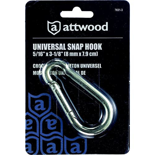 7651-3 Attwood 3-1/8-Inch Universal Steel Safety Snap, Silver Finish