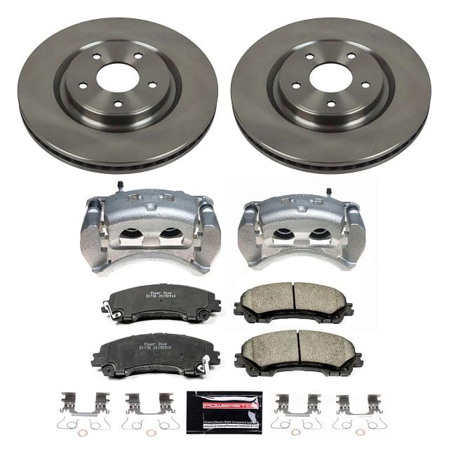 Front Brake Kit Power Stop For Nissan Rogue 2019 [Model Specific] Stock Replacement Brake Pads and Rotors Kit with Calipers KCOE7034