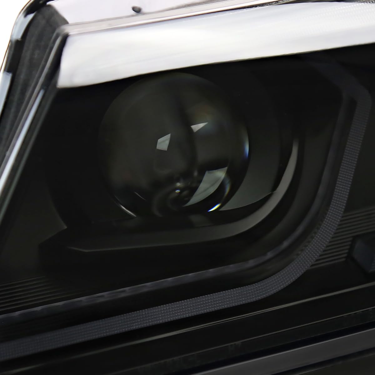 Black Smoke SPEC-D TUNING Dual Projector Headlights with 3D LED Tube and Startup Animation Compatible with 2006-2011 BMW 3-Series E90 Sedan/E91 Wagon, Left + Right Pair Headlamps Assembly