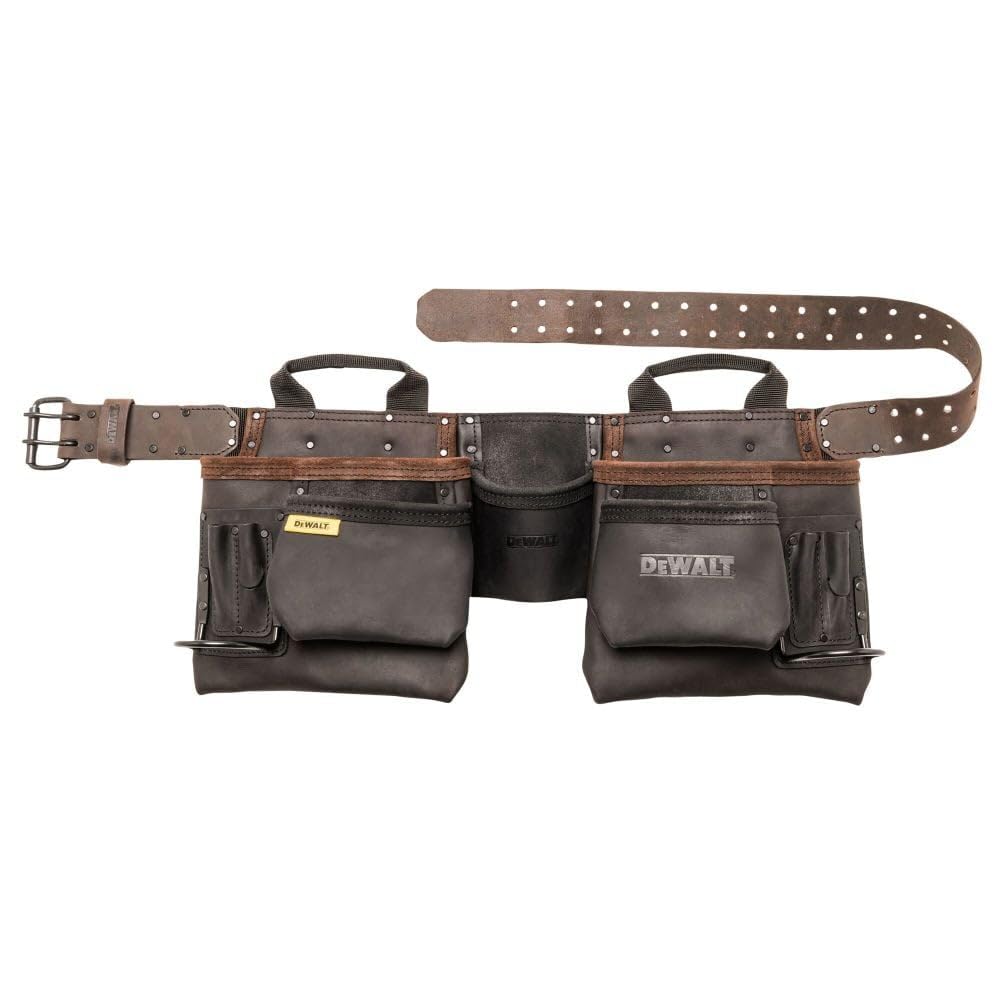 Leather DEWALT Tool Belt, Durable, 11 Pocket Professional Belt (DWST550112)