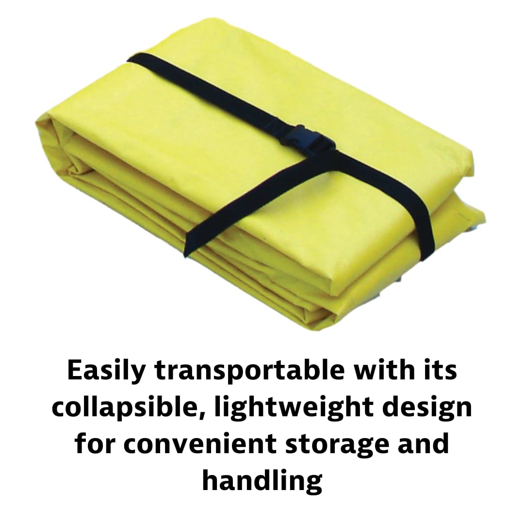 Justrite QuickBerm® Lite Rigid-Lock, 4' x 6' x 8" Folding Oil Spill Containment Berm, 119 Gallon Spill Capacity, PVC Coated Fabric, Made in The USA, Yellow, 28372