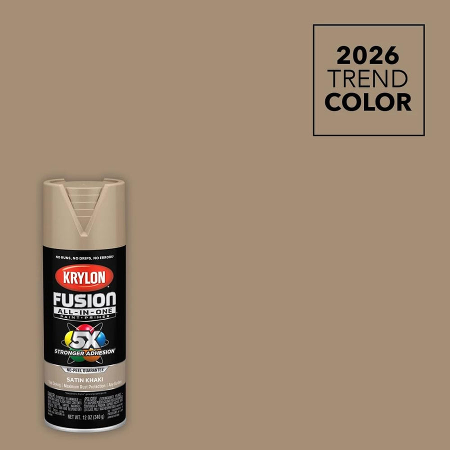 Krylon All-In-One Fusion Adhesive Spray Paint for Indoor/Outdoor Use, 12 oz, Khaki