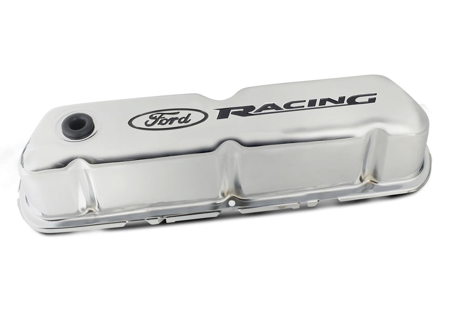 Replacement for Ford Performance Parts/Compatible with - 302-071 - Chrome Steel Valve Cover Set w/Replacement for Ford Racing Logo