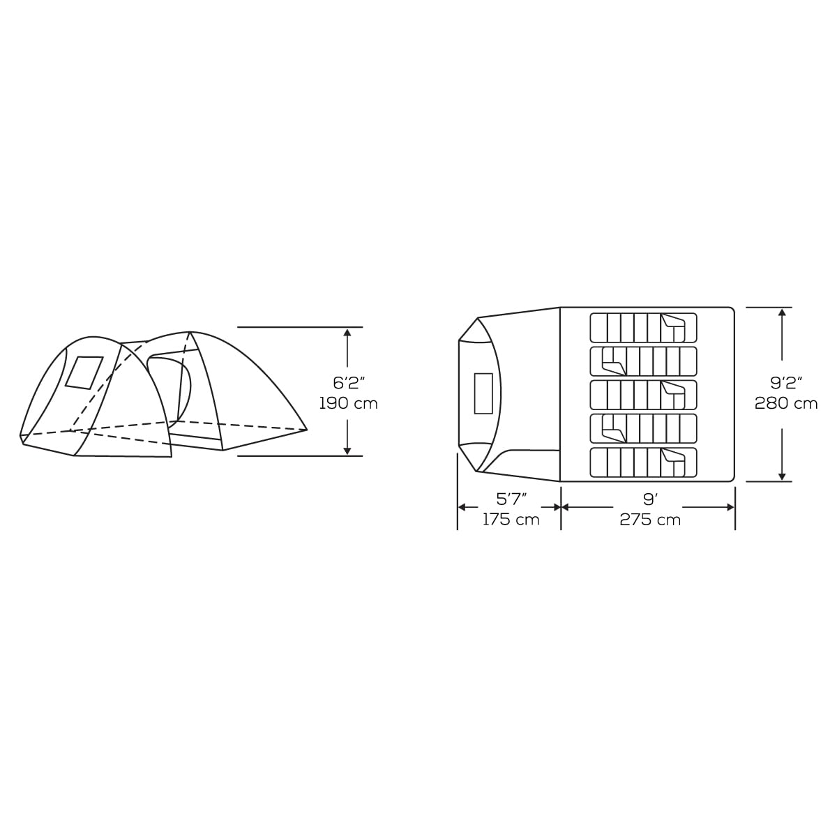 Bear Den 5 Tent, Kuma Outdoor Gear, Graphite/Orange, 483-KM-TEBD-GO-5
