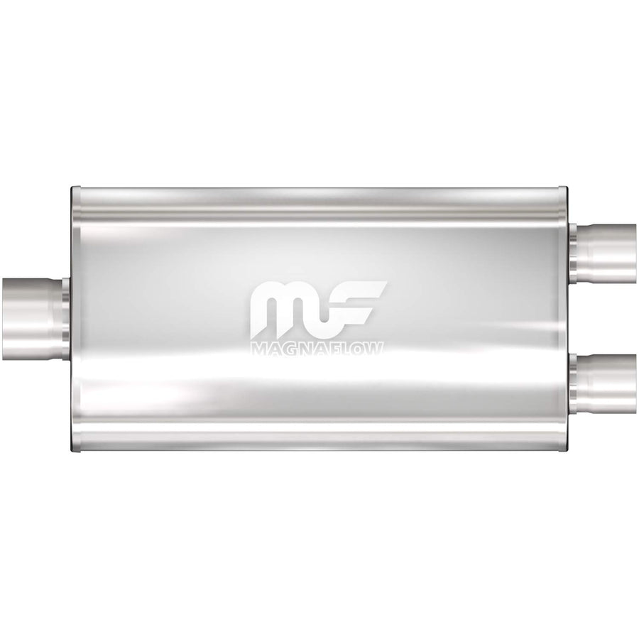 Performance MagnaFlow Exhaust Muffler 12587: 3.5"/2.5" Inlet/Outlet, 5x11x22" Oval, Stainless Steel, Satin Finish