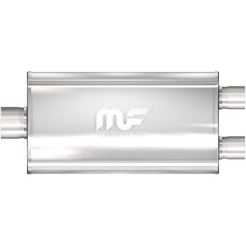 MagnaFlow Exhaust Performance Muffler 12588: 3"/2.5" Inlet/Outlet, 5x11x22" Oval, Stainless Steel, Satin Finish