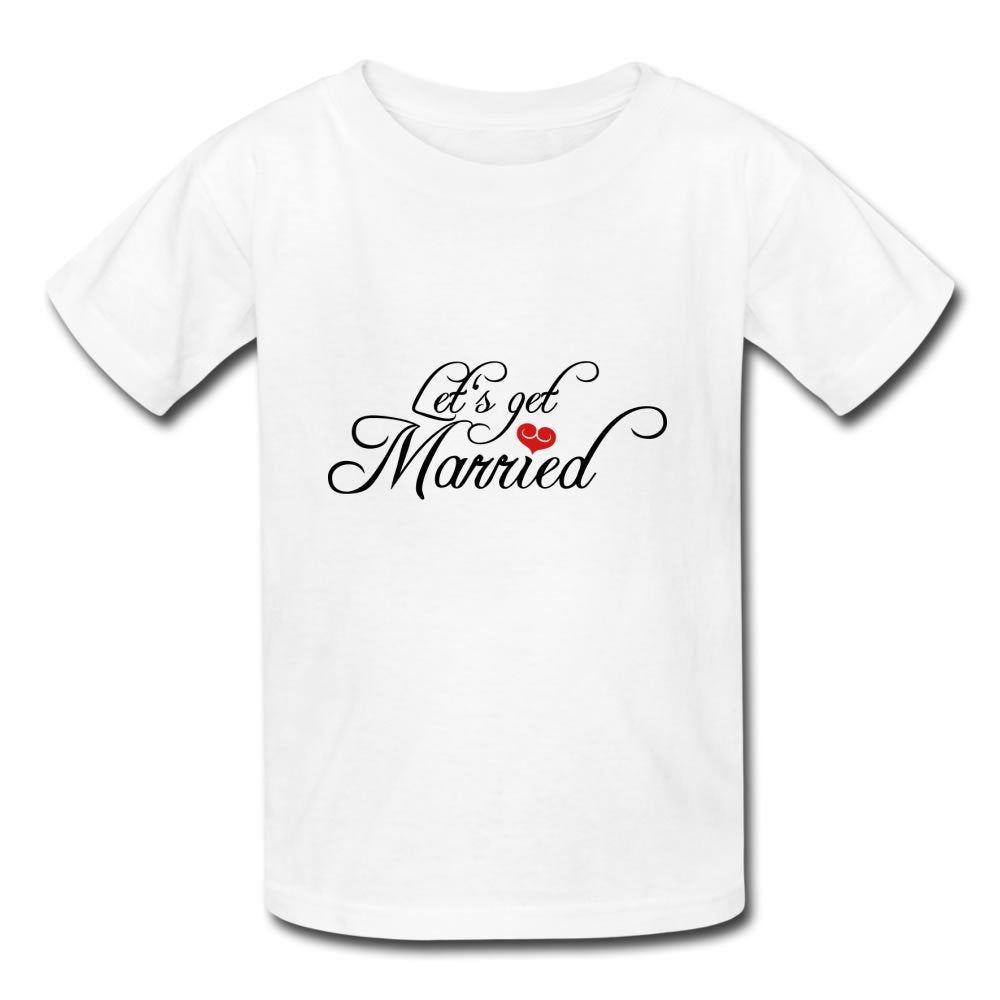 Kids Love Heart Design Lets Get Married Causal White Tee Shirts Large Offer