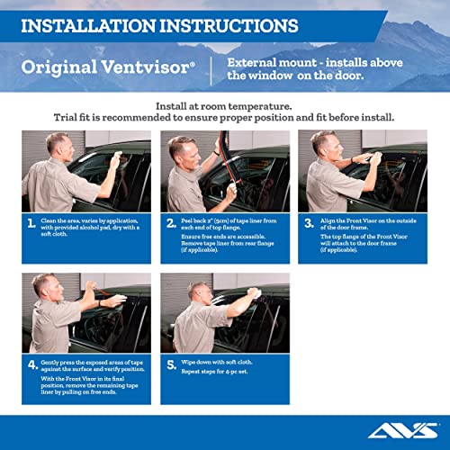Auto Ventshade Outside Mount [AVS] Rain Guards | Custom Fit for 2013 - 2020 Ford Fusion | Window Vent Visors, 4 pcs. - Chrome | 684714