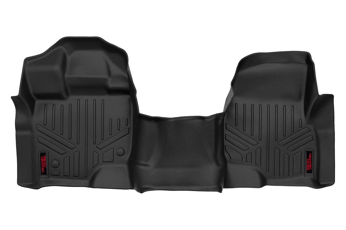 Rough Country Floor Mats Front for 2015-2023 Ford F-150 | Bench Seat - M-5115 Black