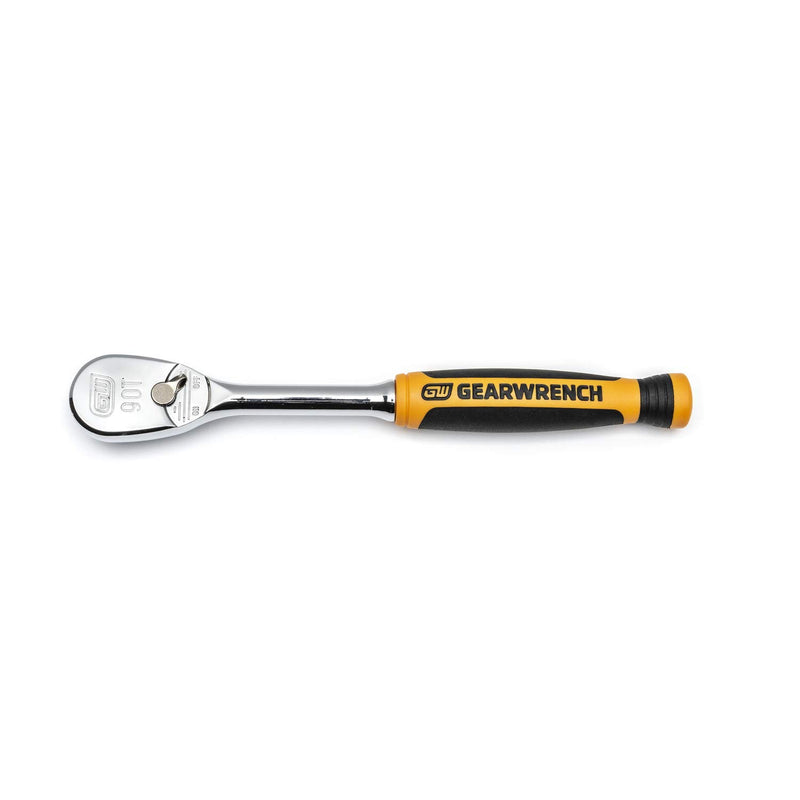 90 Tooth GEARWRENCH 1/4" Drive Cushion Grip Teardrop Ratchet - 81007T, Multi