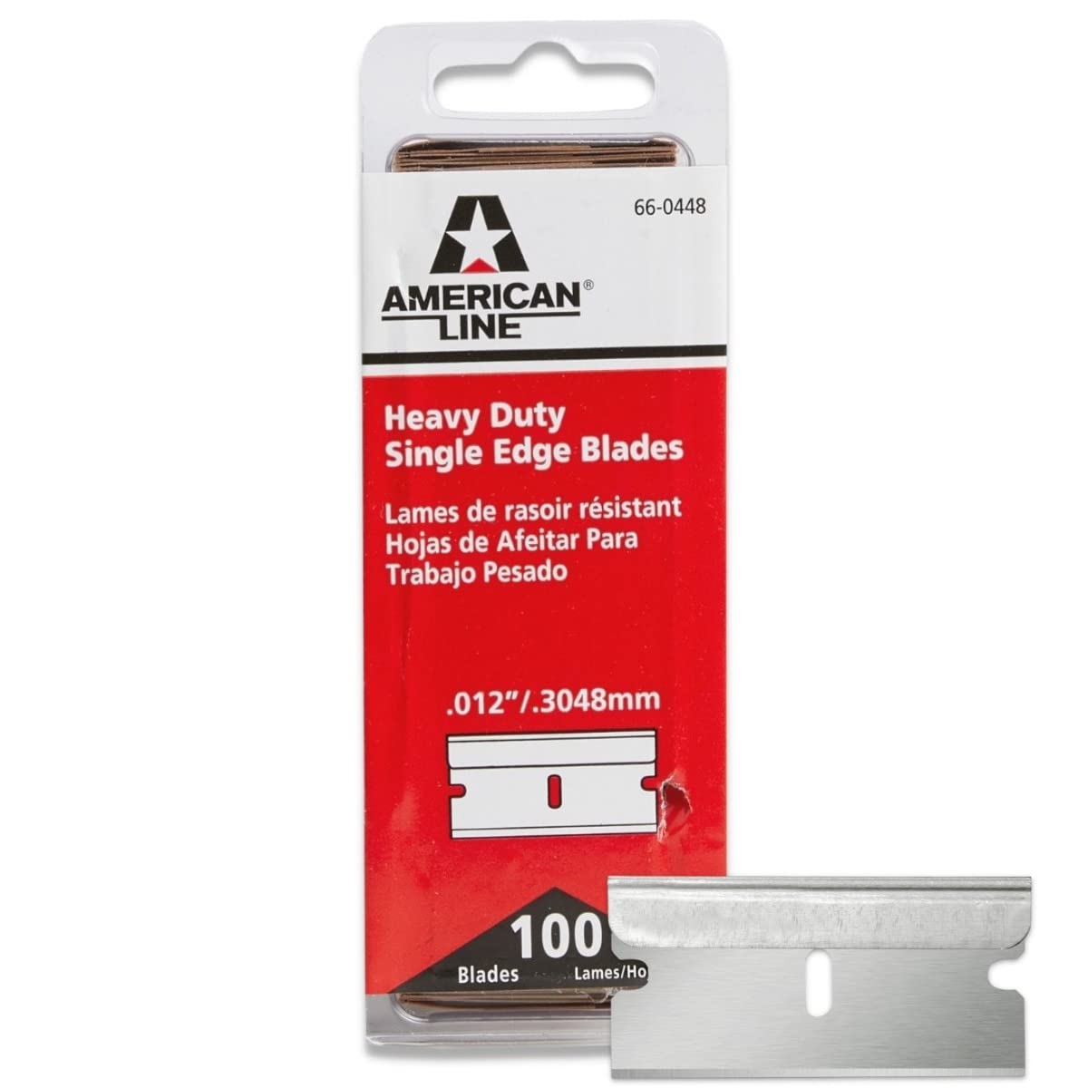 Single Edge Razor Blades American Line - 100-Pack - 0.012" Heavy Duty High Carbon Steel for Extra Durability and Long Life - 66-0448