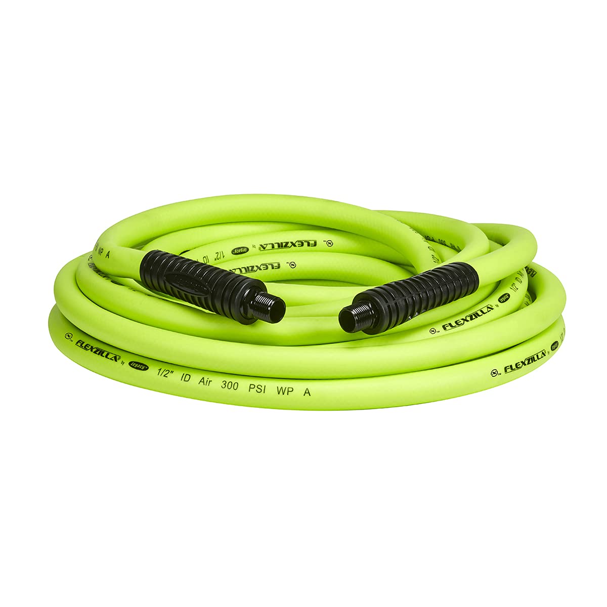 Air Hose Flexzilla, 1/2 in. x 25 ft., 3/8 in. MNPT Fittings, Heavy Duty, Lightweight, Hybrid, ZillaGreen - HFZ1225YW3
