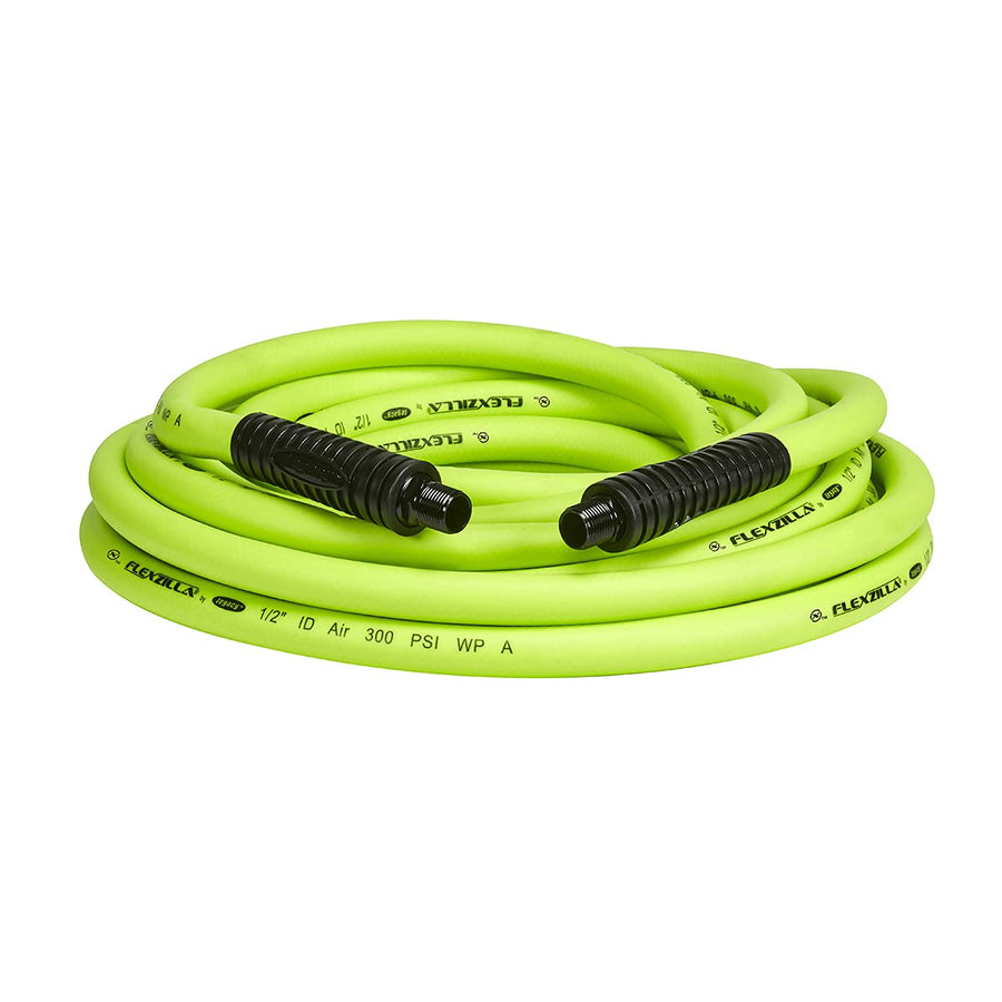 Air Hose Flexzilla, 1/2 in. x 25 ft., 3/8 in. MNPT Fittings, Heavy Duty, Lightweight, Hybrid, ZillaGreen - HFZ1225YW3