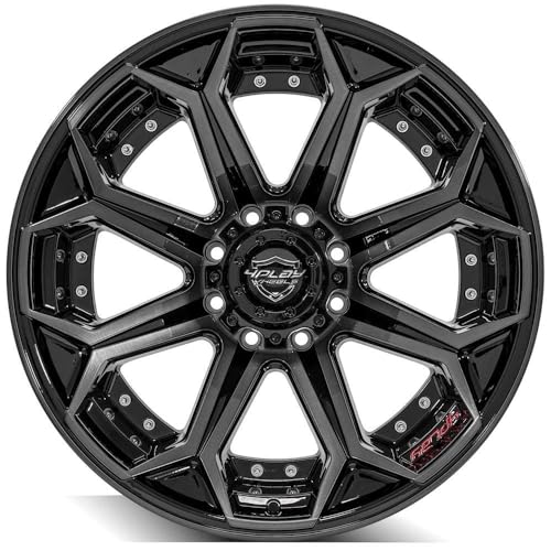 22x12 4PLAY Wheel for F250 F350 8-170 Trucks Brushed Black Wheel 4P80R, 4P80R-22120-8170-44BBT