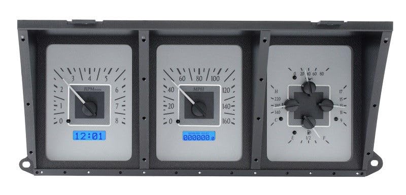 Dakota Digital VHX-73F-PU-S-B Analog Dash Gauge System Compatible with 1973-79 Ford Pickup Truck Silver Alloy Blue Backlighting