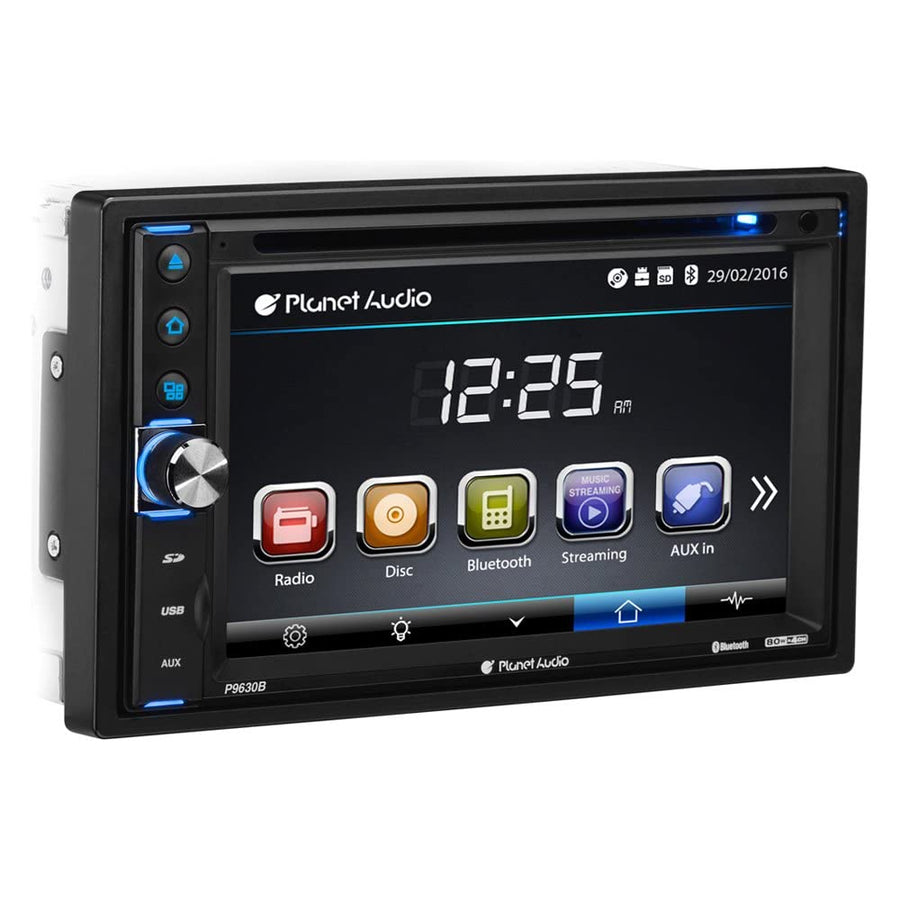 Car DVD Player Planet Audio P9630B - Double Din, Bluetooth Audio and Hands-Free Calling, 6.2 Inch LCD Touchscreen Monitor, MP3 Player, CD, DVD, WMA, USB, SD, AUX In, AM/FM Radio Receiver