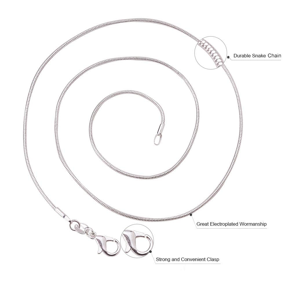JEWELEADER 24 Strands 24" 20" 18" 16" Necklace DIY Chain, Brass Snake Chain Silver Plated Necklace Chain Bulk with Lobster Clasps for Jewelry Making Hanging Pendants Key Chain