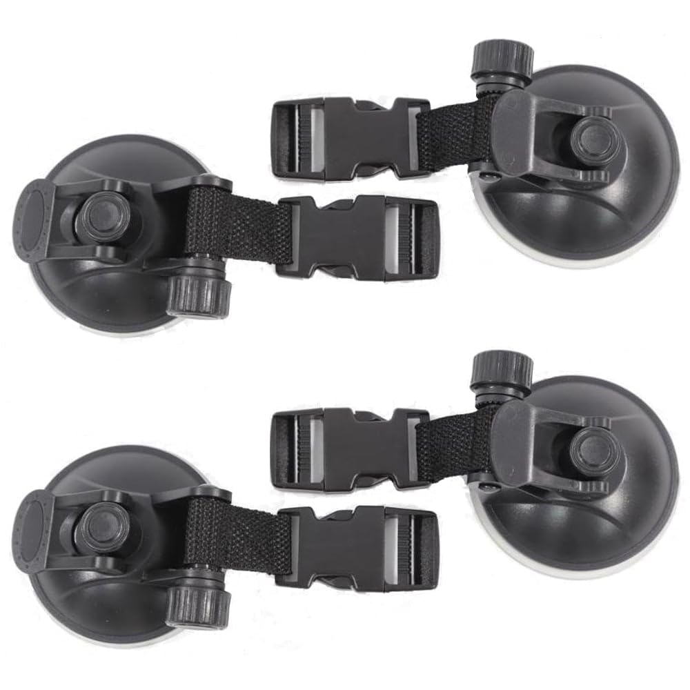T-H Marine Tie Downs Suction Cup | Locking Lever Provides Secure Hold for Boats, Paddle Boards, Cars, RVs | Quick Release 1" Web Strap Clips - 4 Pack
