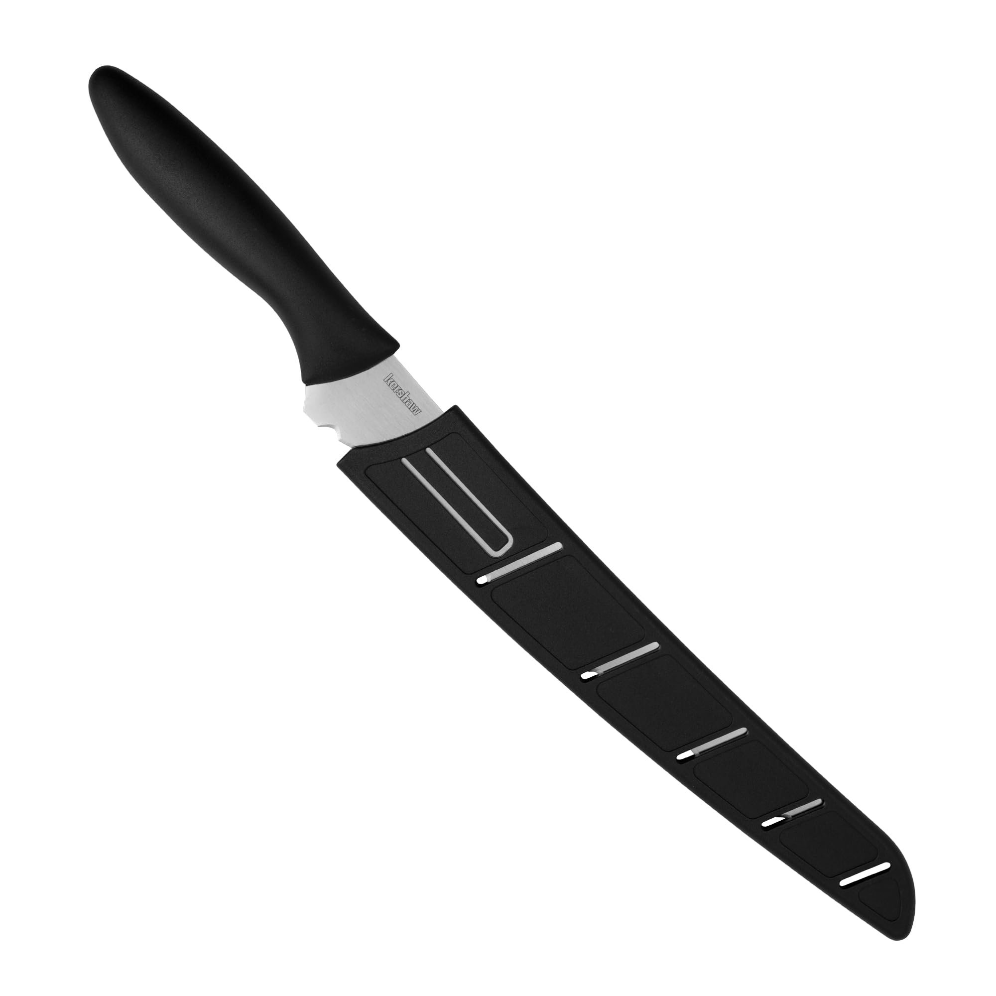 8-Inch Kershaw Serrated Bread Knife - Razor Sharp Stainless Steel Blade for Clean Cuts and Fewer Crumbs, Ergonomic Handle, Includes Sheath