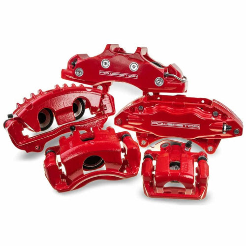 Power Stop Pair of Rear High-Temp Red Powder Coated Calipers For Pontiac Vibe 2009-2010, Toyota Matrix 2009-2013 [Model Specific]