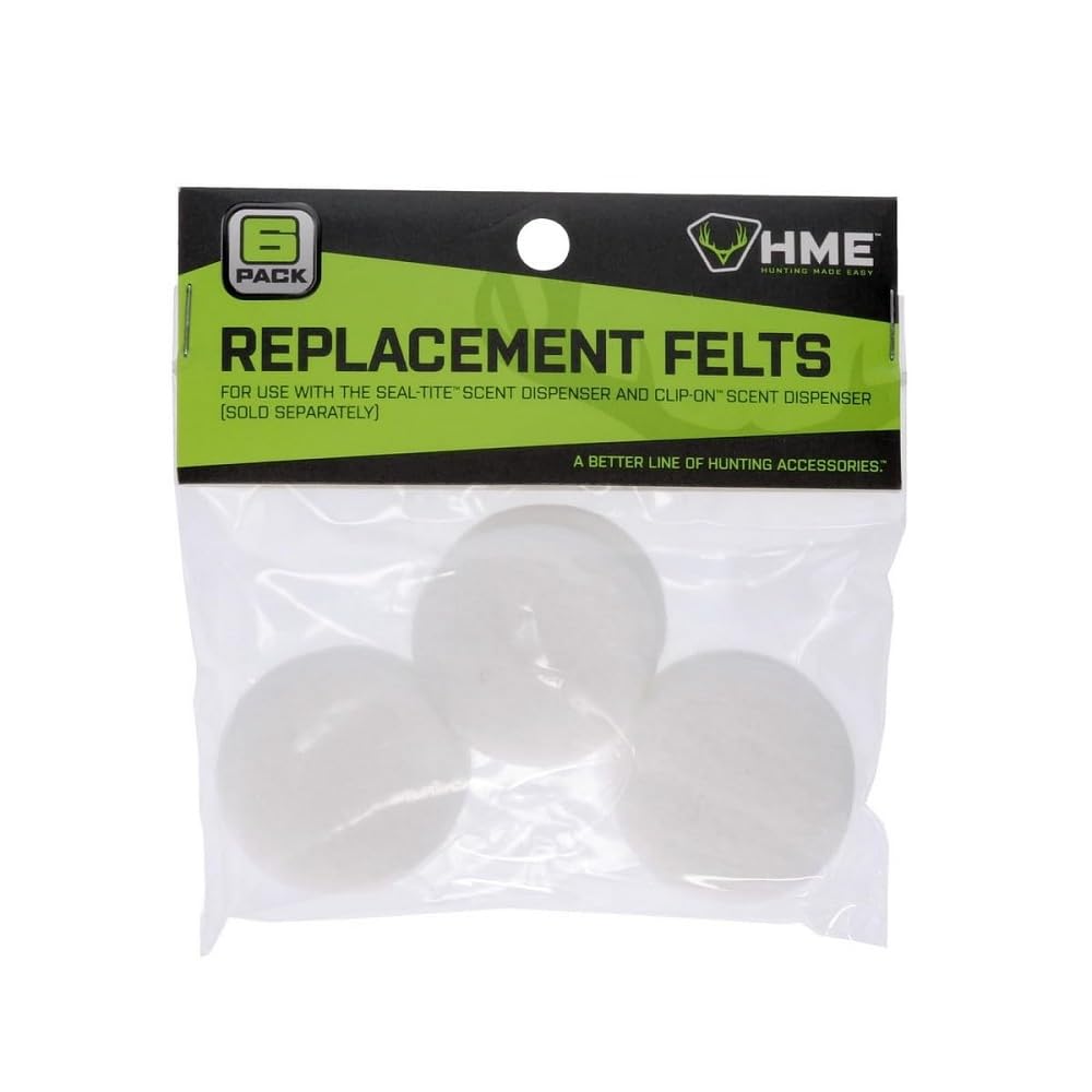 Quick-Replacement HME Felts (Pack of 6) for Seal-Tite Scent Dispenser and Clip-On Scent Dispenser Refills