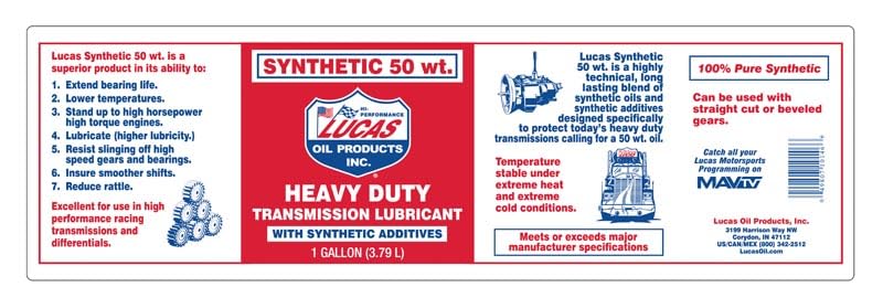 50W Lucas Oil Synthetic Transmission Lubricant, 5 Gallons