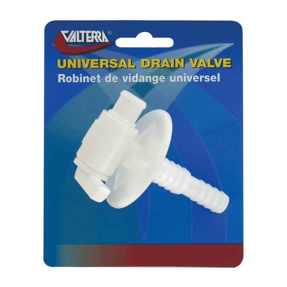 Universal Drain Valve Valterra A01-2025VP - Barbed, White (Carded)
