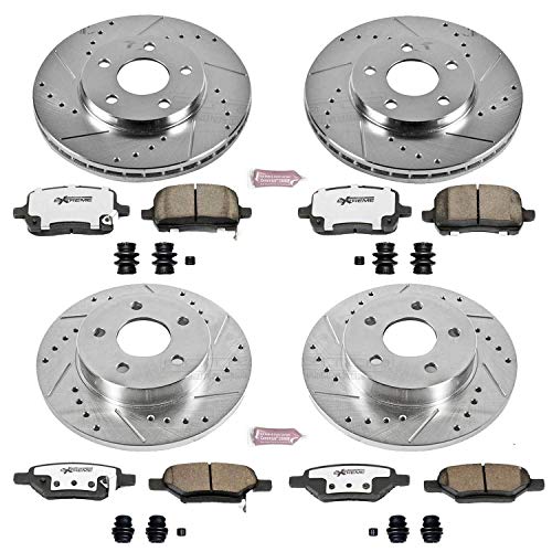 Power Stop K1618-26 Z26 Carbon Fiber Brake Pads Front and Rear with Drilled & Slotted Brake Rotors Kit For Chevrolet Malibu 2004-2008, Pontiac G6 2006-2007 [Model Specific]