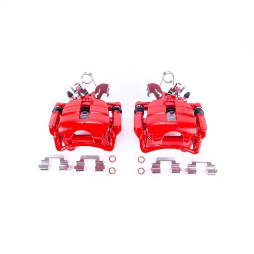 Rear Power Stop S3252 Pair of High-Temp Red Powder Coated Calipers For Audi S4 2004-2009 [Model Specific]