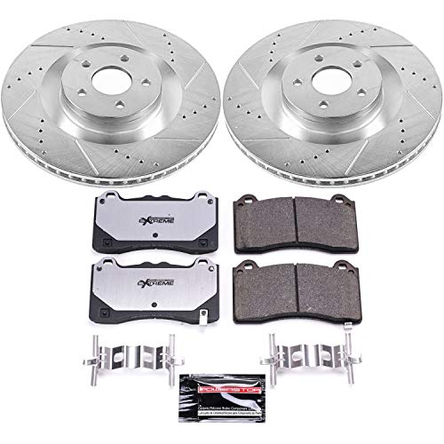 Power Stop K7318-26 Z26 Carbon Fiber Brake Pads with Drilled & Slotted Brake Rotors Kit For Ford Focus 2016-2018 [Model Specific]