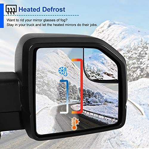 Spec-D Tuning Power Chrome + Heated + LED Turn Signal Right Passenger Side Mirror Compatible with 2015-2020 Ford F150 F-150
